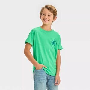 Cat & Jack Boys' Happy Go Lucky Short Sleeve Graphic T-Shirt Green Size S